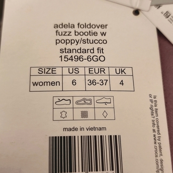 Crocs Adela Women's Foldover Fuzz Leather  Pink Boots Poppy Stucco Navy Size 6 - Picture 15 of 15